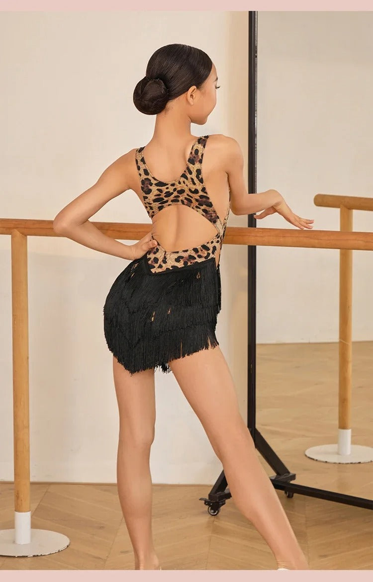 Vestido Infantil de Dança Latina com Franjas – Treino e Competição