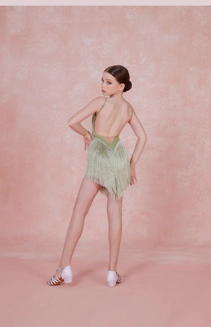 Vestido Infantil Latino com Franjas para Competição