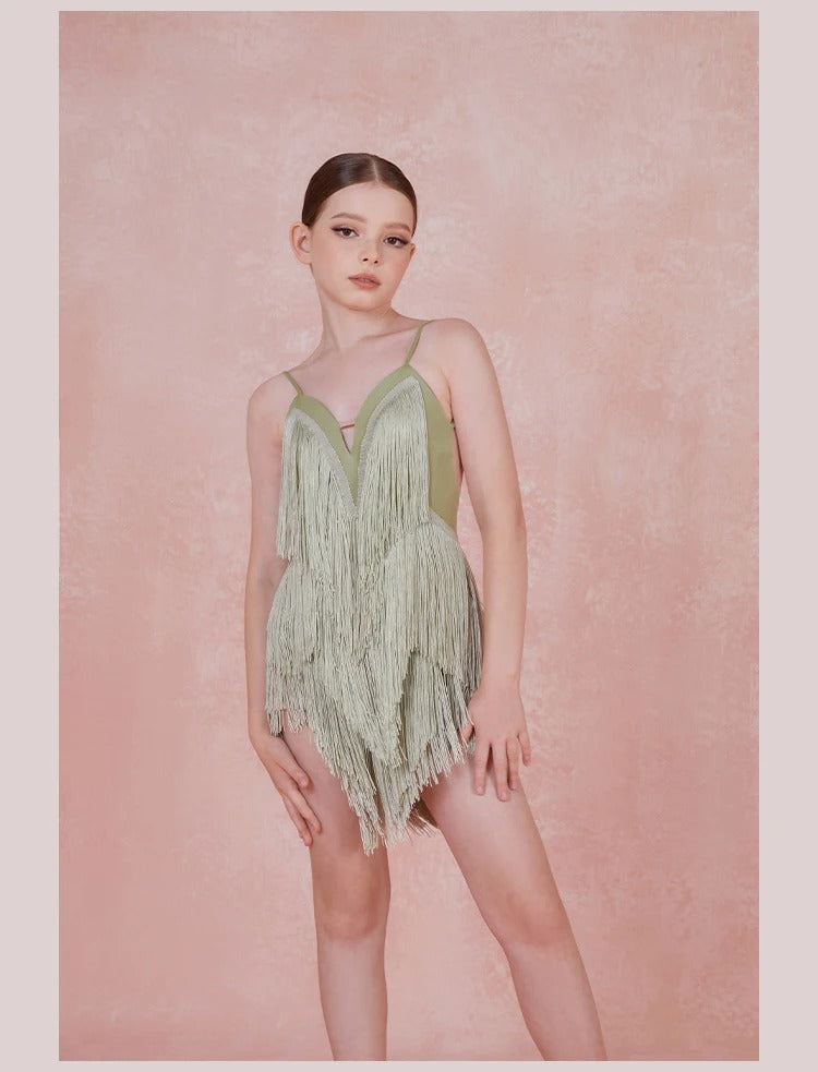 Vestido Infantil Latino com Franjas para Competição