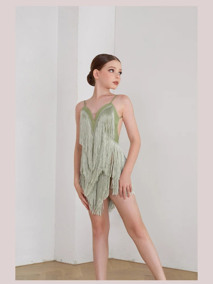 Vestido Infantil Latino com Franjas para Competição