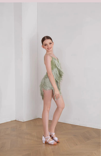 Vestido Infantil Latino com Franjas para Competição