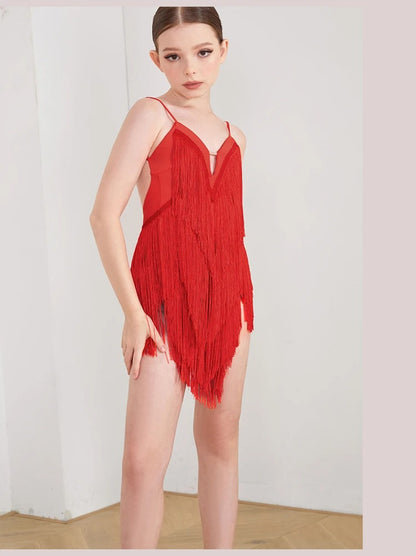 Vestido Infantil Latino com Franjas para Competição