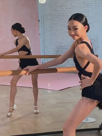 Vestido Infantil de Dança Latina com Franjas – Treino e Competição